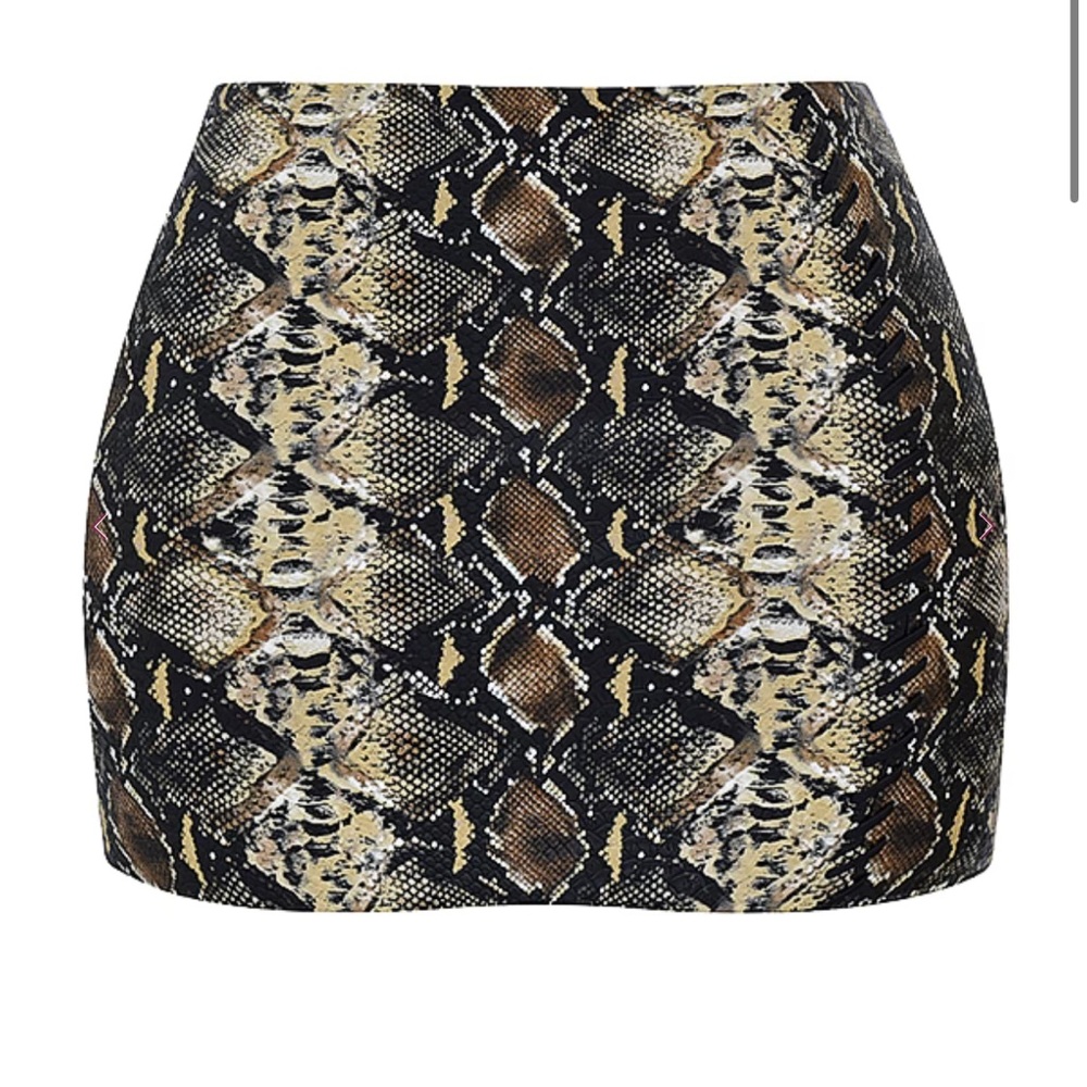 House Of CB Snake Print Vegan Leather Skirt Size 0